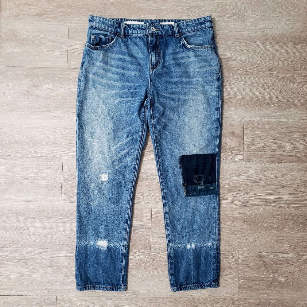 Pilcro size 29 boho denim jeans patches distressed Anthropologie Fall